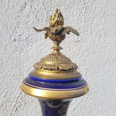 Große Vase H87cm, Porzellan und Bronze, 19. Jahrhundert