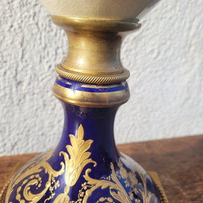 Große Vase H87cm, Porzellan und Bronze, 19. Jahrhundert