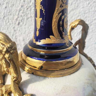 Große Vase H87cm, Porzellan und Bronze, 19. Jahrhundert