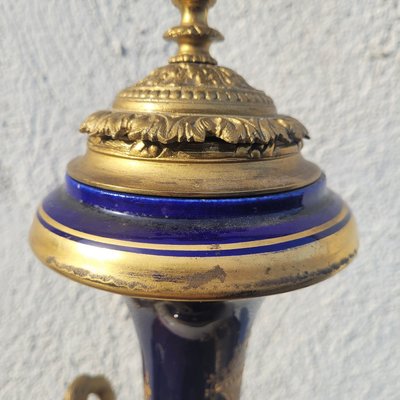 Große Vase H87cm, Porzellan und Bronze, 19. Jahrhundert