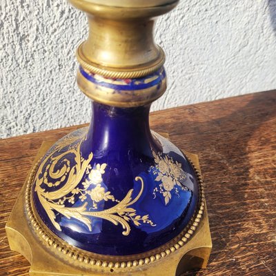 Große Vase H87cm, Porzellan und Bronze, 19. Jahrhundert