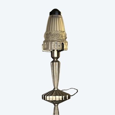 Art Deco lamp with nickel-plated bronze base France 1930