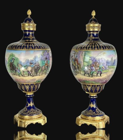 Großes Paar Vasen Aus Sèvres-Porzellan "Stempel Château Des Tuilerie "xixe