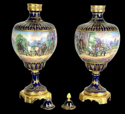 Großes Paar Vasen Aus Sèvres-Porzellan "Stempel Château Des Tuilerie "xixe