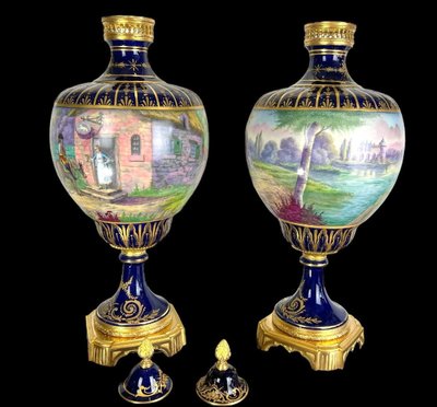Großes Paar Vasen Aus Sèvres-Porzellan "Stempel Château Des Tuilerie "xixe