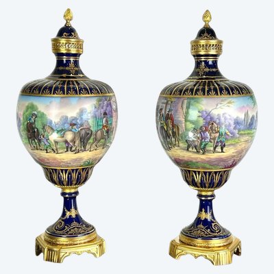 Großes Paar Vasen Aus Sèvres-Porzellan "Stempel Château Des Tuilerie "xixe