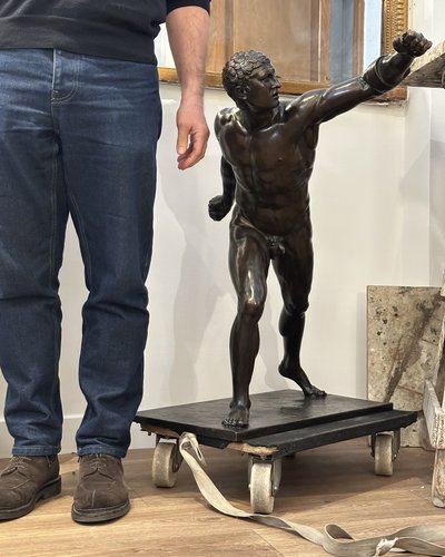 Gladiatore Borghese dopo Agasia di Efeso. Grande bronzo patinato