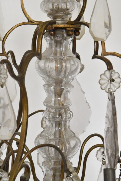  Louis XV-style six-light cage chandelier with pendants