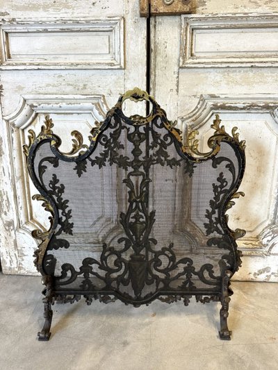 Louis XV style bronze fire screen, circa 1900