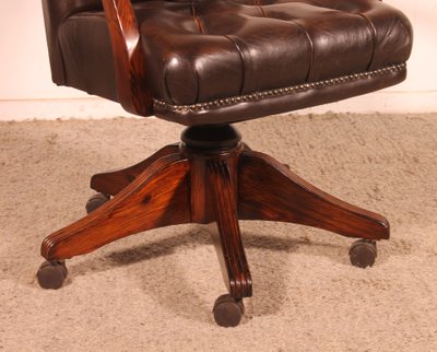 Fauteuil De Bureau Dit fauteuil directeur En bois Et Cuir capitonné