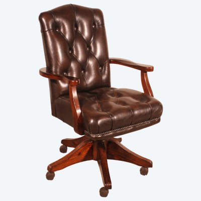 Fauteuil De Bureau Dit fauteuil directeur En bois Et Cuir capitonné