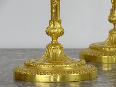 Pair of Gilded Bronze Candelabra in the Louis XVI Style from the Napoleon III period