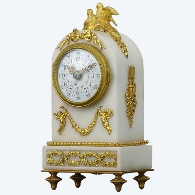 Miniature clock - Louis XVI style Napoleon III period clock - Marble and gilt bronze