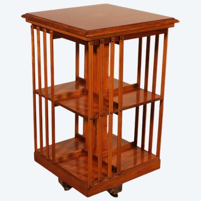 Bibliothèque Tournante en bois d'if et médaillon