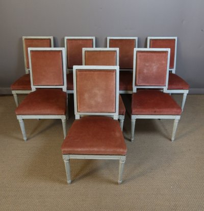 Suite of eight Louis XVI style chairs