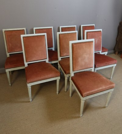 Suite of eight Louis XVI style chairs