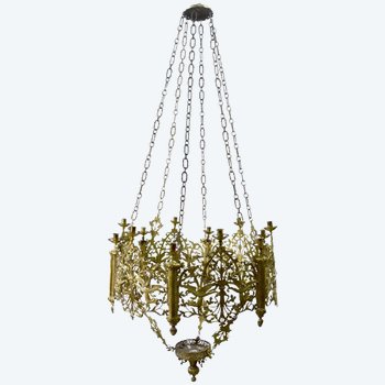 19th Century Bronze Tiered Church Chandelier