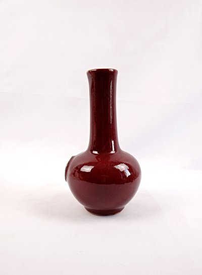 Vaso in porcellana cinese a doppia felicità shuāng xǐ rosso sangue di bue fine XIX secolo