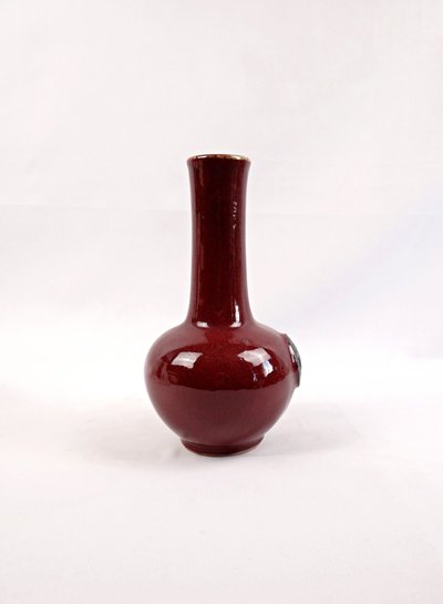 Vaso in porcellana cinese a doppia felicità shuāng xǐ rosso sangue di bue fine XIX secolo
