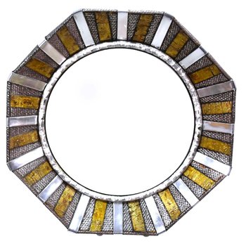 Miroir  Octogonal En Métal Années 80