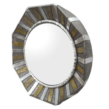 Miroir  Octogonal En Métal Années 80
