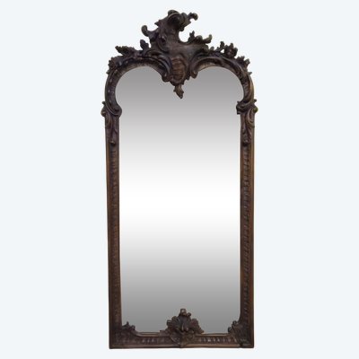 Grand miroir ancien en bois sculpté – Style Louis XV - fin XIXeme