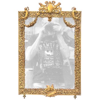 Napoleon III Brass Table Mirror 19th Century