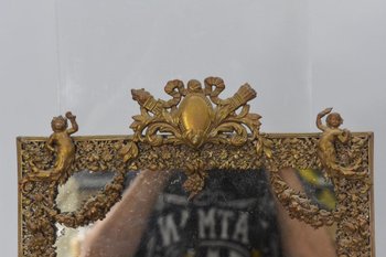 Napoleon III Brass Table Mirror 19th Century