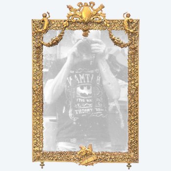 Napoleon III Brass Table Mirror 19th Century