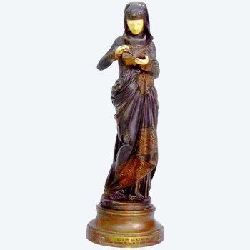 "'La liseuse'" by Carrier Belleuse gilt patinated bronze, late 19th century