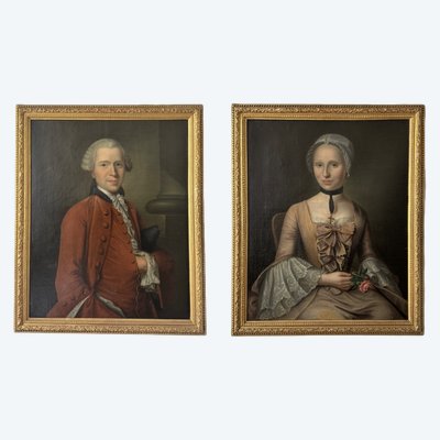 Large Pair of 18th century portraits 1750-1770