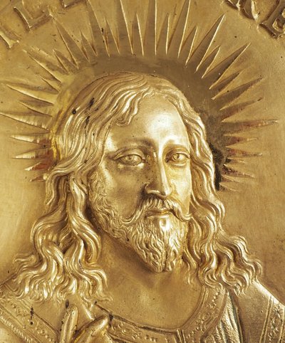 Paire de plaques de dévotion Louis XIV - Jésus et Sainte Vierge en bronze ciselé & doré au mercure