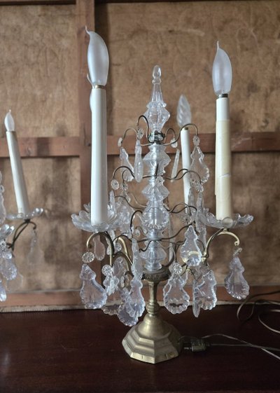 Paire de Girandoles en bronze et cristal – Époque XIXᵉ siècle