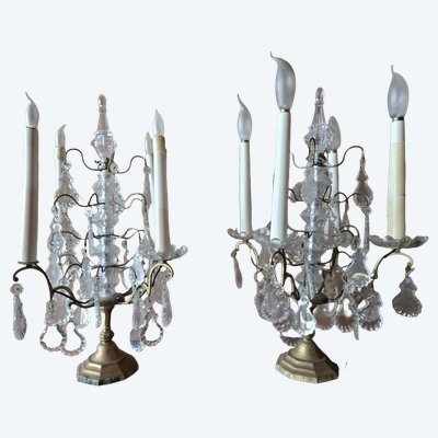 Paar Girandolen aus Bronze und Kristall - Epoche XIXᵉ Jahrhundert