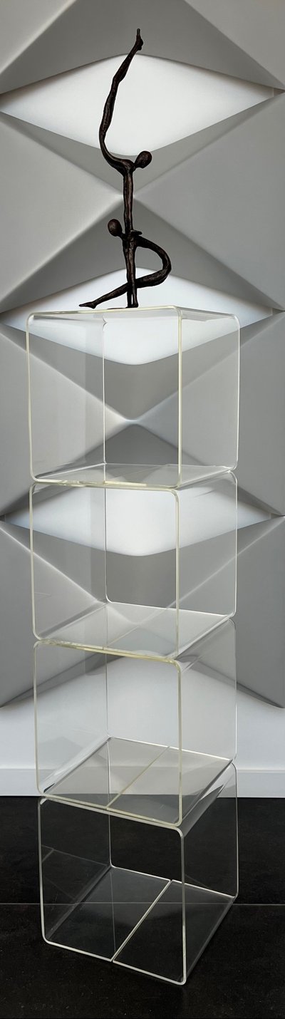 Table d'appoint, étagère cube en plexiglas par Michel Dumas, France années 70