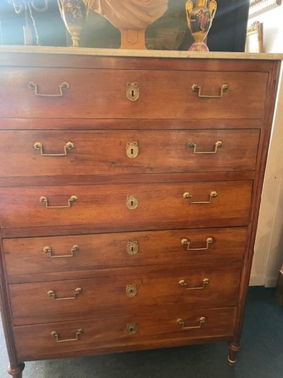 Grande cassettiera in noce in stile Luigi XVI