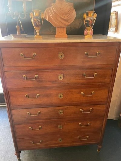 Grande cassettiera in noce in stile Luigi XVI