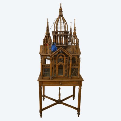 Grande volière architecturale en bois–Travail d’ébénisterie de la premiére moitié du XXeme