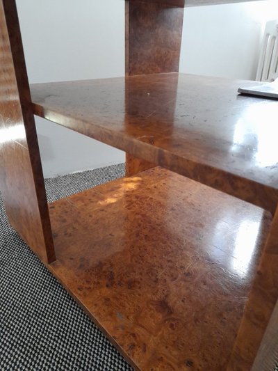 Large Art Deco style burr veneered sofa end