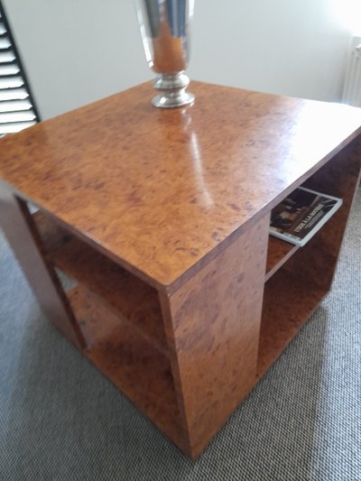 Large Art Deco style burr veneered sofa end