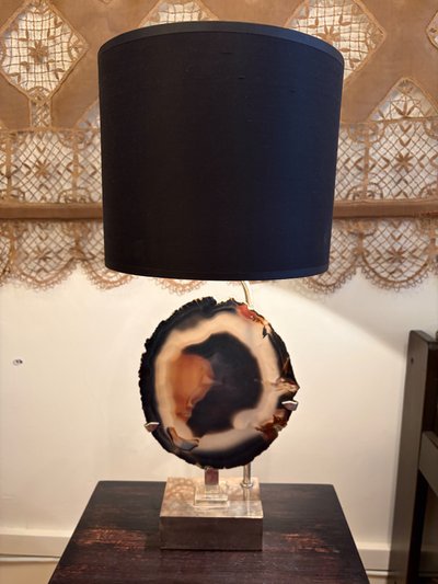 LAMPADA IN AGATA ATTRIBUITA A WILLY DARO, 1970 CIRCA.