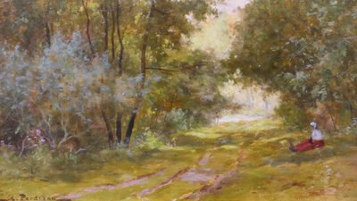 Arthur Perdreau 1853-1902 Forest landscape at Le Touquet, painting circa 1890 Etaples Impressionism