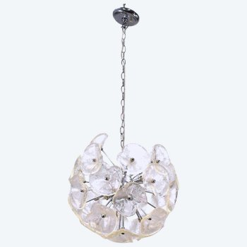Vintage Italian Design Glass Chandelier Mud Flower