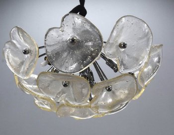 Vintage Italian Design Glass Chandelier with Hemispheric Flowers