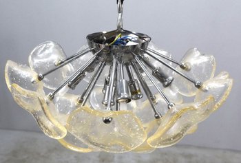 Vintage Italian Design Glass Chandelier with Hemispheric Flowers