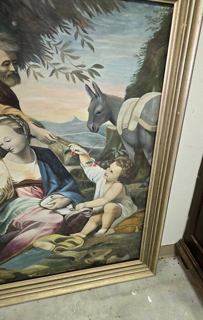 Large religious painting - Holy Family in Egypt - 20th century - 148 x 117 cm