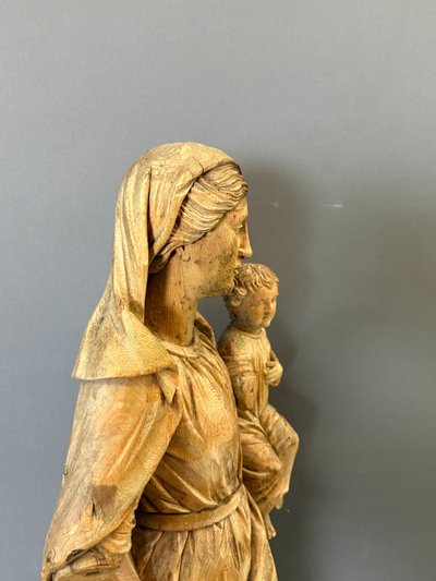 Vergine con Bambino scolpita nel legno, fine XVIII secolo