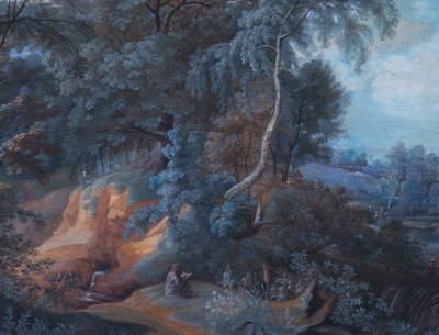 Paesaggio pastorale, guazzo, XVIII secolo, scuola francese, dintorni, fiume