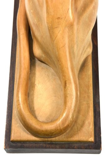 Sculpture En Bois d'Une Panthère Couchée Par Noël Ange Martini époque Art Déco