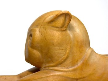 Sculpture En Bois d'Une Panthère Couchée Par Noël Ange Martini époque Art Déco